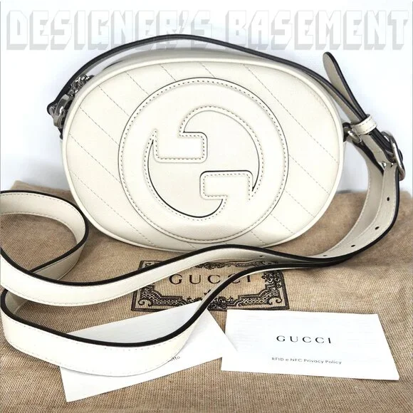 GUCCI mystic white BLONDIE MINI Matelasse Leather Oval Interlocking GG charm Bag - Picture 2 of 10